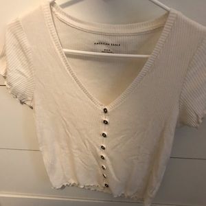 white vneck crop top
